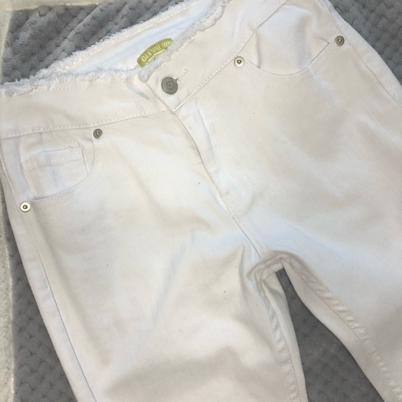 Gianni Bini White Fringe Denim Pants - Picture 2 of 4